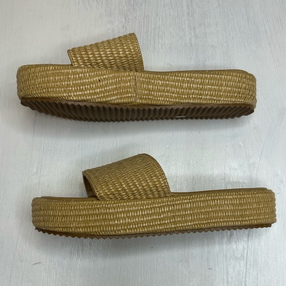 Lookyno Raffia Slide Sandals Women’s EU 37 Tan Woven Platform Summer Shoes - Picture 3 of 11